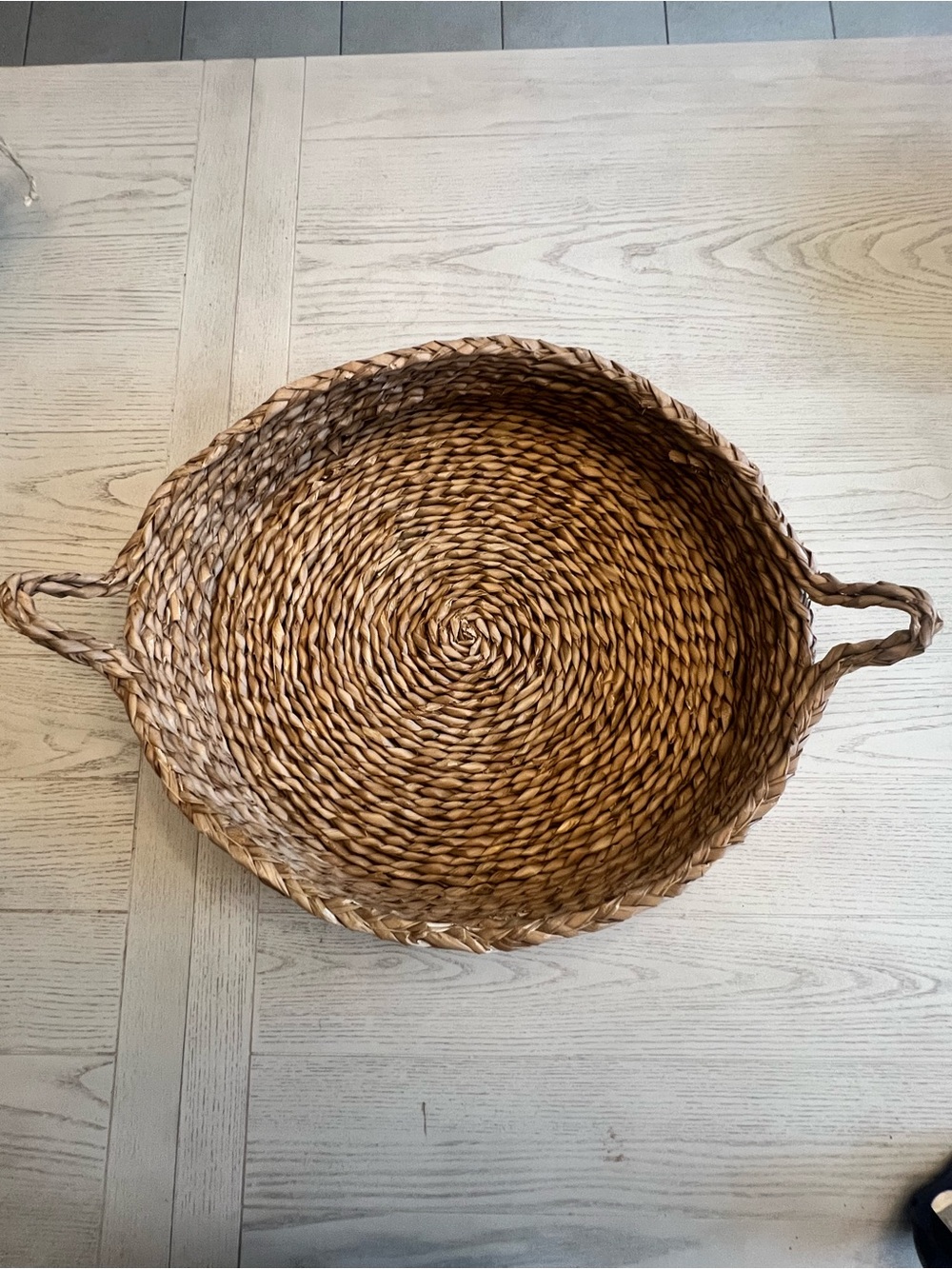 Large Woven Seagrass Serving Tray with Handles - 18” Tray